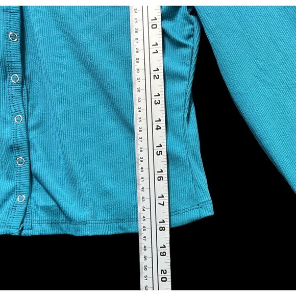 Rue 21 - Women's Casual Long Sleeve Button Down T-Shirt - Blue - Large - Picture 6 of 10